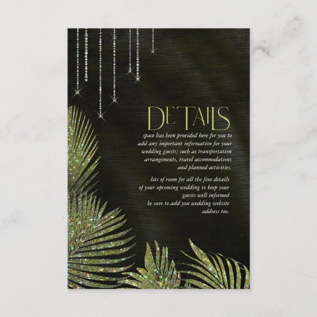 Carte D'accompagnement Détails du Mariage de feuille de palme de bijoux I (Devant)