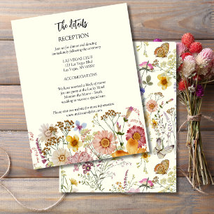 Carte D'accompagnement Détails du Mariage de Fleur sauvage Rustic Boho