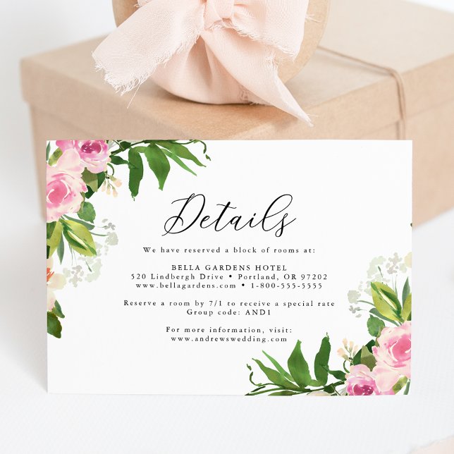 Carte D'accompagnement Détails du Mariage de fleurs rose pâle (Créateur téléchargé)