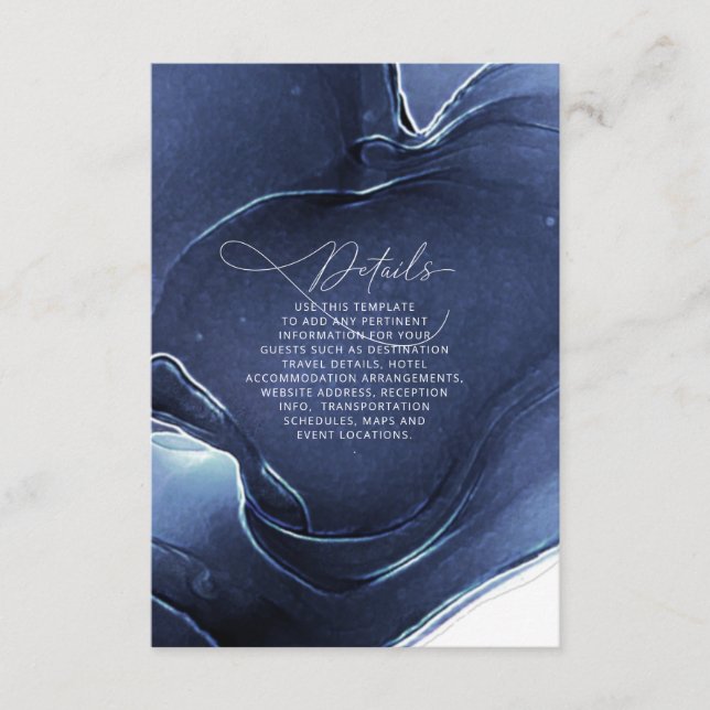 Carte D'accompagnement Détails du Mariage de flux d'encre ID762 bleu (Devant)