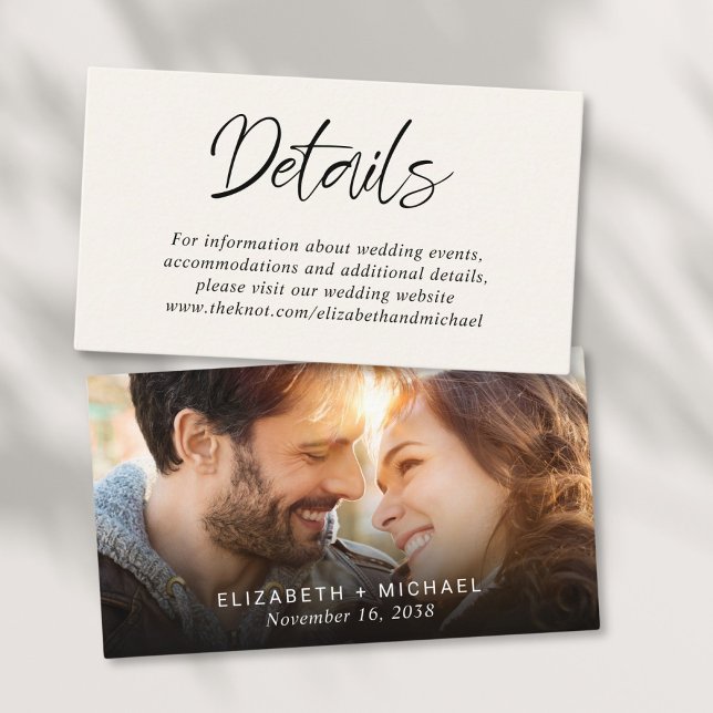 Carte D'accompagnement Détails du Mariage de la crème photo moderne (Créateur téléchargé)