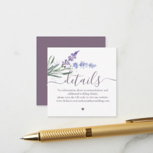 Carte D'accompagnement Détails du Mariage de la lavande d'aquarelle roman