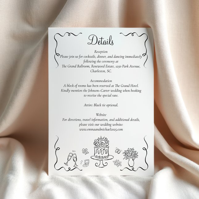 Carte D'accompagnement Détails du Mariage de la main dessinée (Créateur téléchargé)