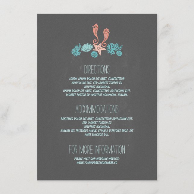 Carte D'accompagnement Détails du Mariage de la plage Underwater Treasure (Devant)