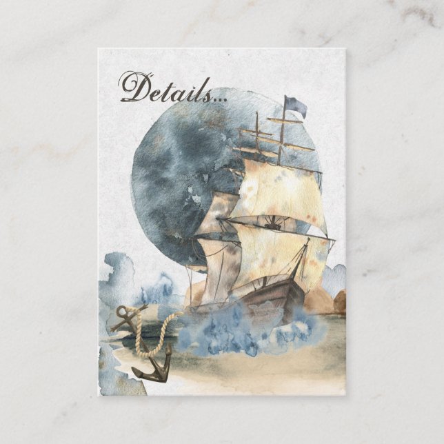 Carte D'accompagnement Détails du Mariage de la Pleine lune d'aquarelle m (Devant)