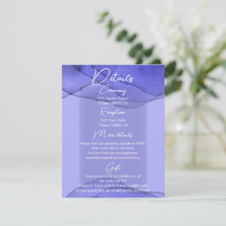 Carte D'accompagnement Détails du mariage de lavande violet bleu