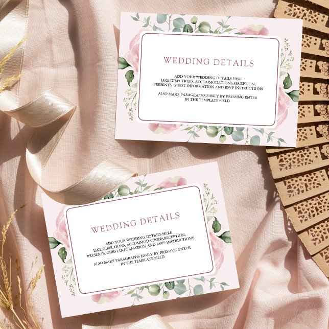 Carte D'accompagnement Détails du Mariage de l'Eucalyptus rose pâle (Créateur téléchargé)