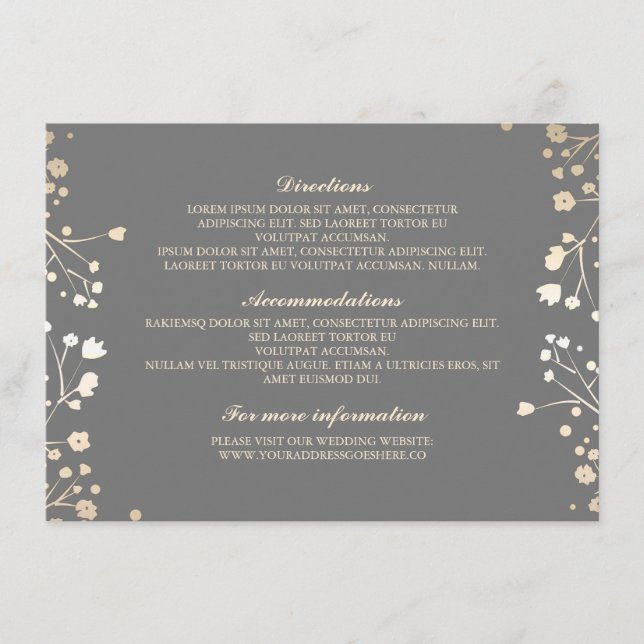 Carte D'accompagnement Détails du Mariage de l'haleine grise du bébé - In (Devant)
