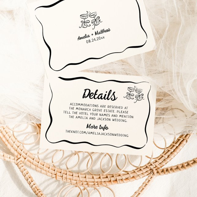 Carte D'accompagnement Détails du Mariage de main de moderne et capricieu (Créateur téléchargé)