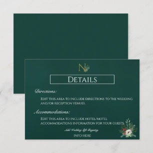 Carte D'accompagnement Détails du Mariage de monographie de Noël