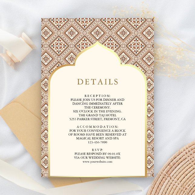 Carte D'accompagnement Détails du Mariage de Motif géométrique Cream Ivor (Créateur téléchargé)