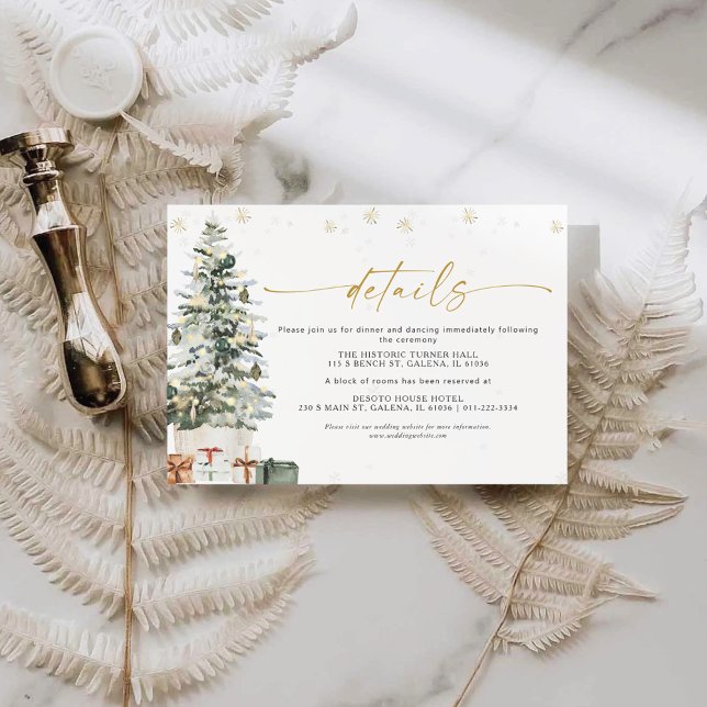 Carte D'accompagnement Détails du Mariage de Noël Pine Tree (Créateur téléchargé)