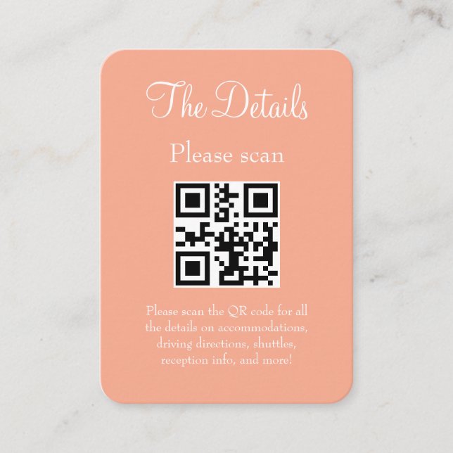 Carte D'accompagnement Détails du Mariage de pêche moderne simple avec co (Devant)