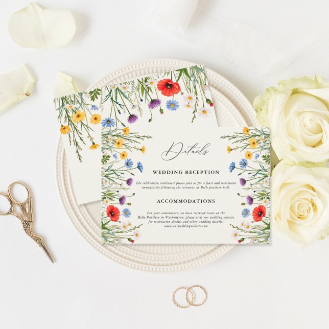 Carte D'accompagnement Détails du Mariage de prairie fleur sauvage de pri (Créateur téléchargé)