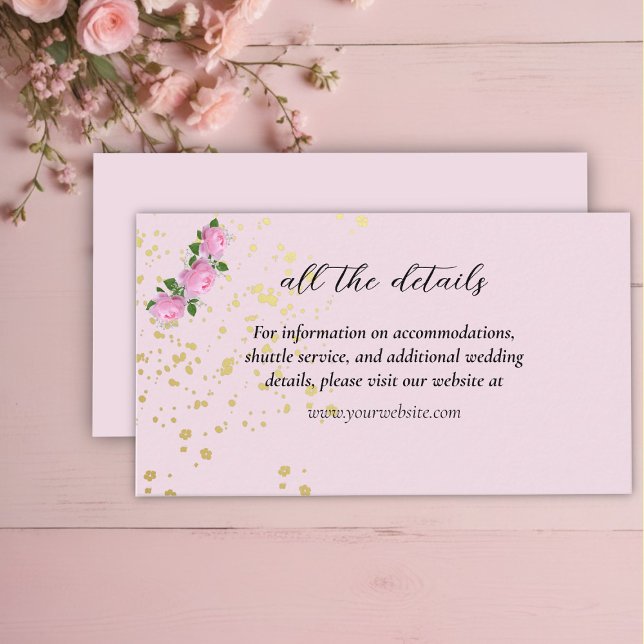 Carte D'accompagnement Détails du Mariage de Roses roses parfumées (Créateur téléchargé)