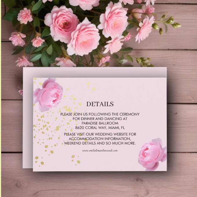Carte D'accompagnement Détails du Mariage de Roses Roses Roses Roses Rose (Créateur téléchargé)