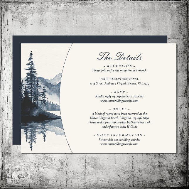 Carte D'accompagnement Détails du Mariage de Rustic Mountain Lake (Rustic Mountain Lake Wedding Details Enclosure Card)
