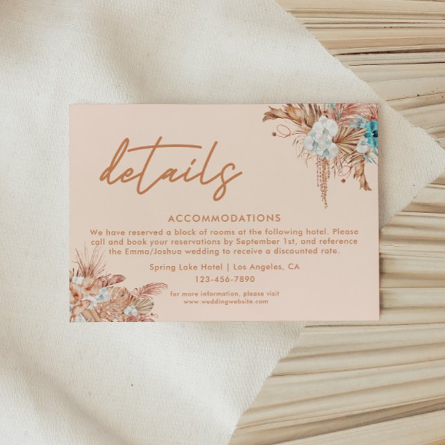 Carte D'accompagnement Détails du Mariage de script Boho moderne (Créateur téléchargé)
