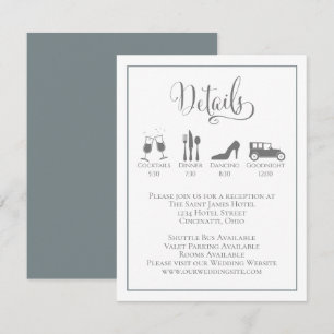 Carte D'accompagnement Détails du Mariage de script de calligraphie simpl