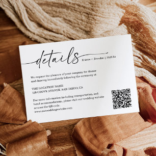 Carte D'accompagnement Détails du Mariage de script manuscrit simple QR C
