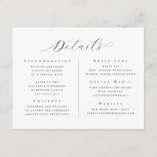 Carte D'accompagnement Détails du Mariage de script minimaliste blanc élé
