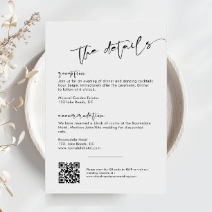 Carte D'accompagnement Détails du Mariage de script minimaliste moderne