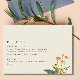 Carte D'accompagnement Détails du Mariage de Sunflower Boho