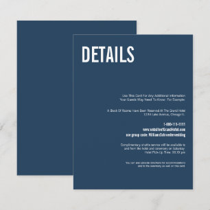 Carte D'accompagnement Détails du Mariage de typographie marine simple