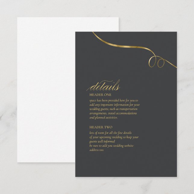 Carte D'accompagnement Détails du Mariage d'élégance simple Numéro de cha (Devant / Derrière)