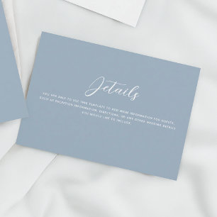 Carte D'accompagnement Détails du mariage des inséparables bleu poussière