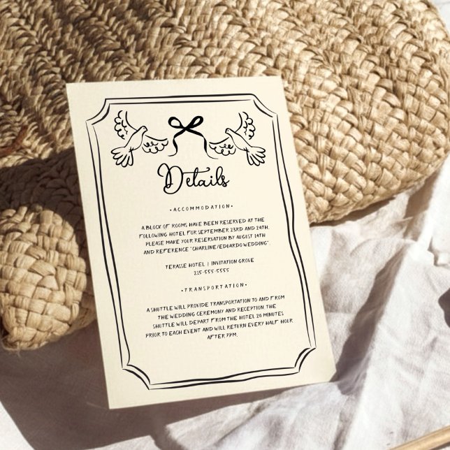 Carte D'accompagnement Détails du Mariage Doodle funky dessiné à la main (Créateur téléchargé)