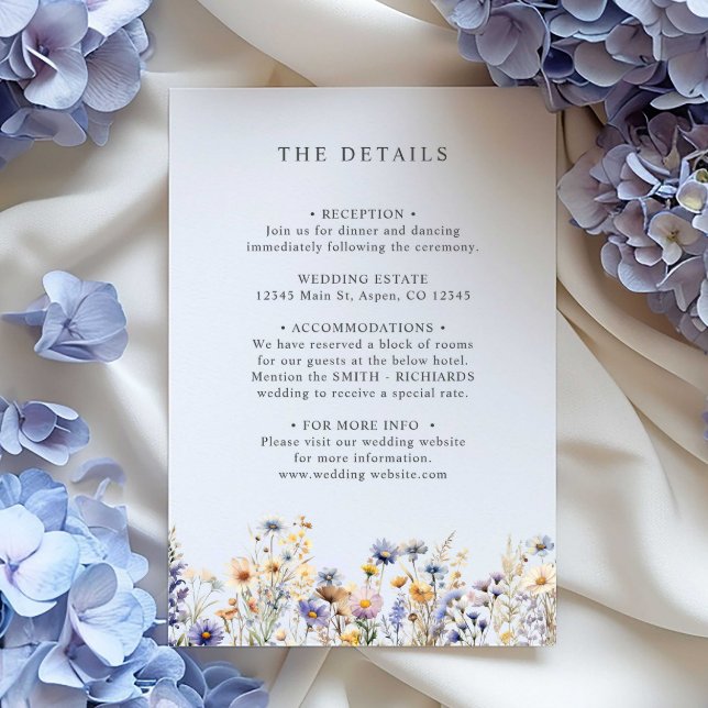 Carte D'accompagnement Détails du MARIAGE du Fleur sauvage de printemps d (Créateur téléchargé)