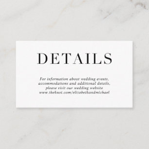 Carte D'accompagnement Détails du mariage élégant
