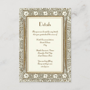 Carte D'accompagnement Détails du mariage Elegant Gold Ivory Art Nouveau
