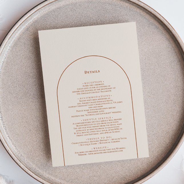 Carte D'accompagnement Détails du Mariage en ivoire Boho Arch (Créateur téléchargé)