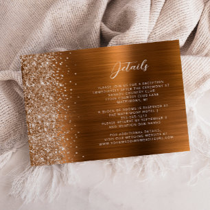 Carte D'accompagnement Détails du Mariage en métal brossé orange brûlé