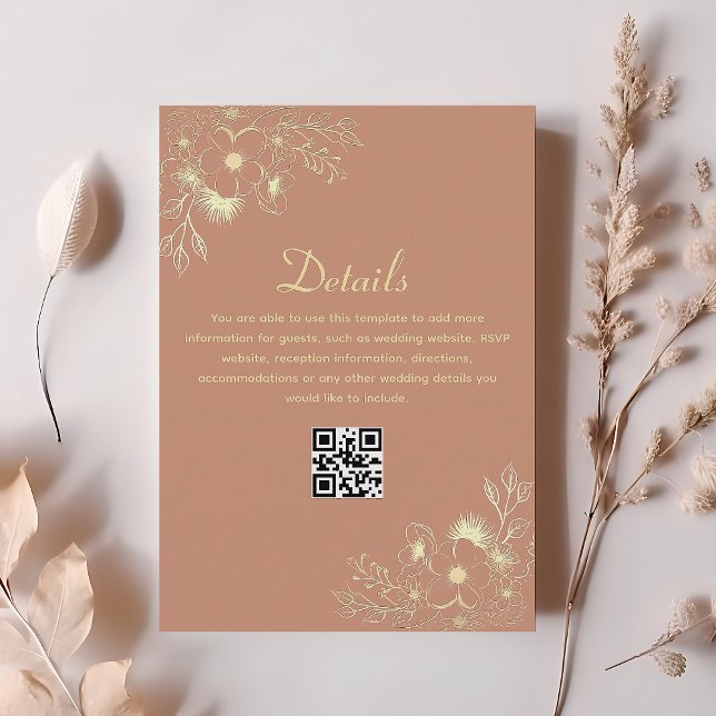 Carte D'accompagnement Détails du Mariage en terre cuite Code QR (Créateur téléchargé)