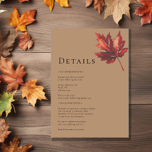 Carte D'accompagnement Détails du Mariage en terre cuite d'automne simple