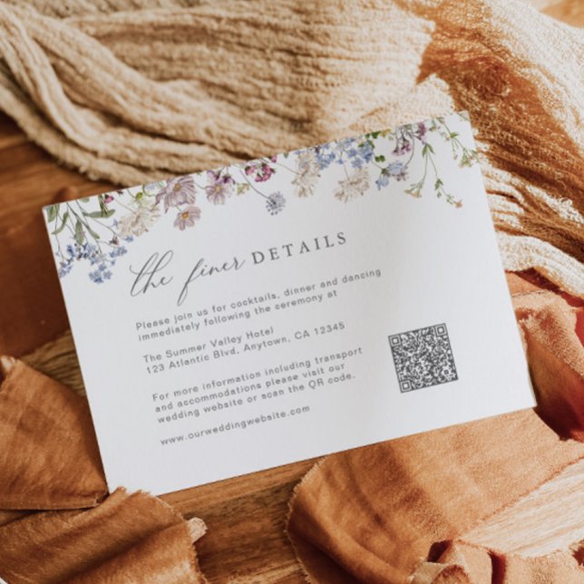 Carte D'accompagnement Détails du Mariage fleur sauvage Code QR (Créateur téléchargé)