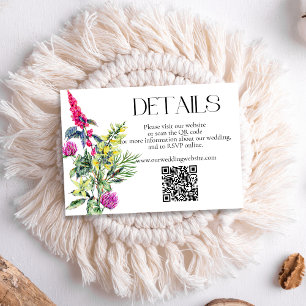 Carte D'accompagnement Détails du Mariage Fleur sauvage coloré QR Code