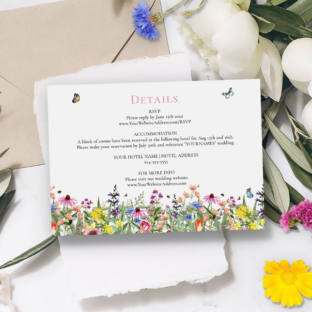 Carte D'accompagnement Détails du Mariage Fleur sauvage d'été (Créateur téléchargé)
