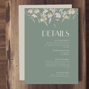 Carte D'accompagnement Détails du Mariage fleur sauvage Sage Deco
