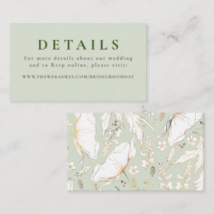 Carte D'accompagnement Détails du Mariage Fleur sauvage tiré à main or