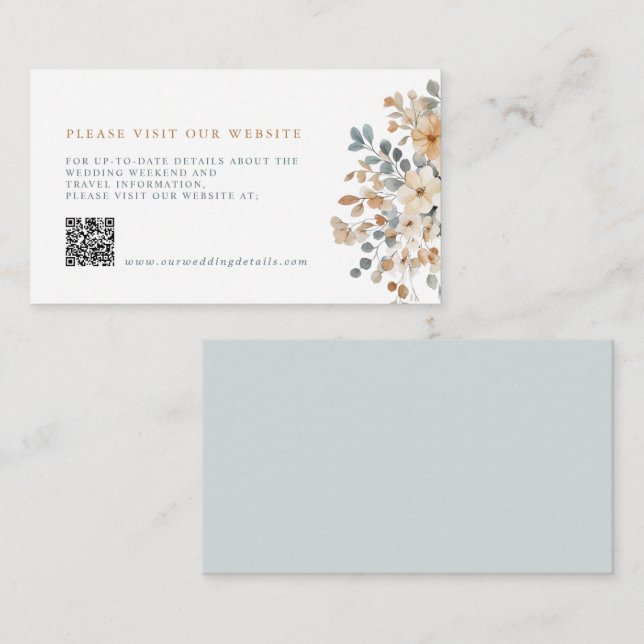 Carte D'accompagnement Détails du Mariage Floral de la terre molle (Devant / Derrière)