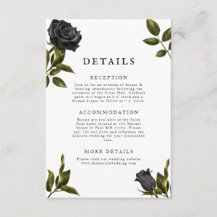 Carte D'accompagnement Détails du Mariage floral gothique
