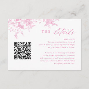 Carte D'accompagnement Détails du Mariage Floral rose de Toile victorienn