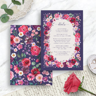 Carte D'accompagnement Détails du Mariage Floral rouge