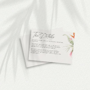 Carte D'accompagnement Détails du Mariage floral tropical