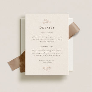 Carte D'accompagnement Détails du Mariage Forest Grove