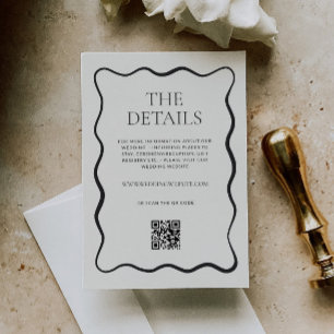 Carte D'accompagnement Détails du Mariage frontalier Wavy Charcoal